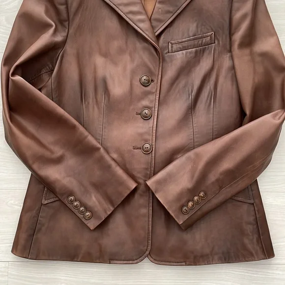 Ralph Lauren Blue Label Brown Lamb Leather Blazer - Picture 6 of 15